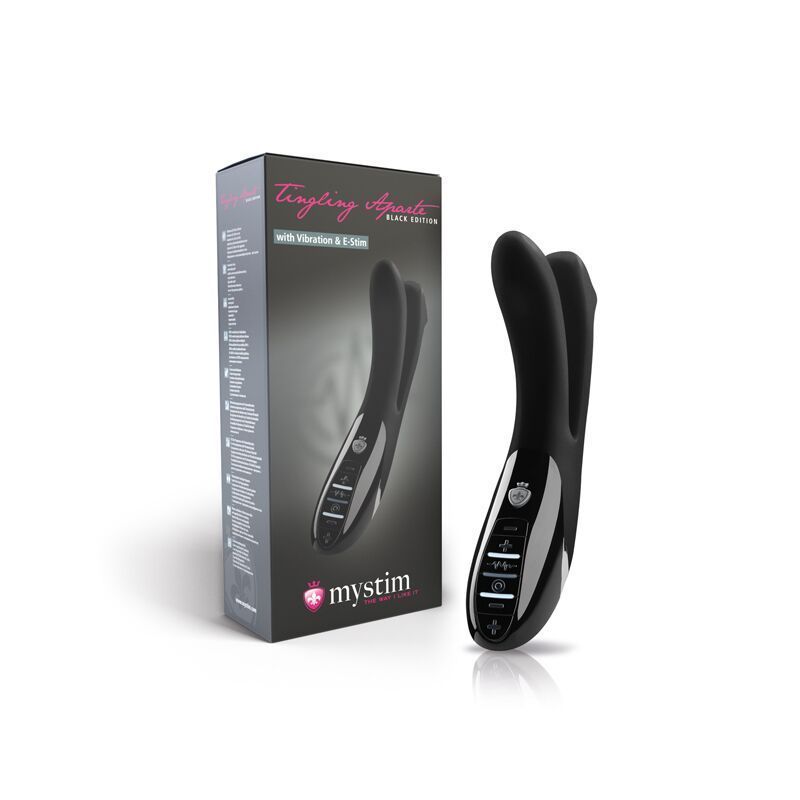 Вібратор подвійний з електростимуляцією Mystim Tingling Aparte eStim Black, міостімулятор
