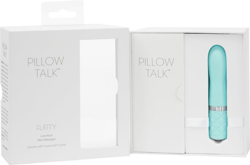 Розкішний вібратор PILLOW TALK - Flirty Teal з кристалом Сваровські, гнучка голівка