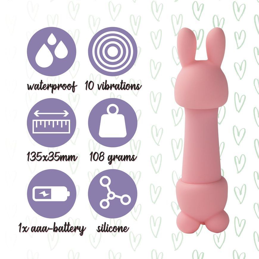 Міні-вібратор FeelzToys Mister Bunny Pink з двома насадками