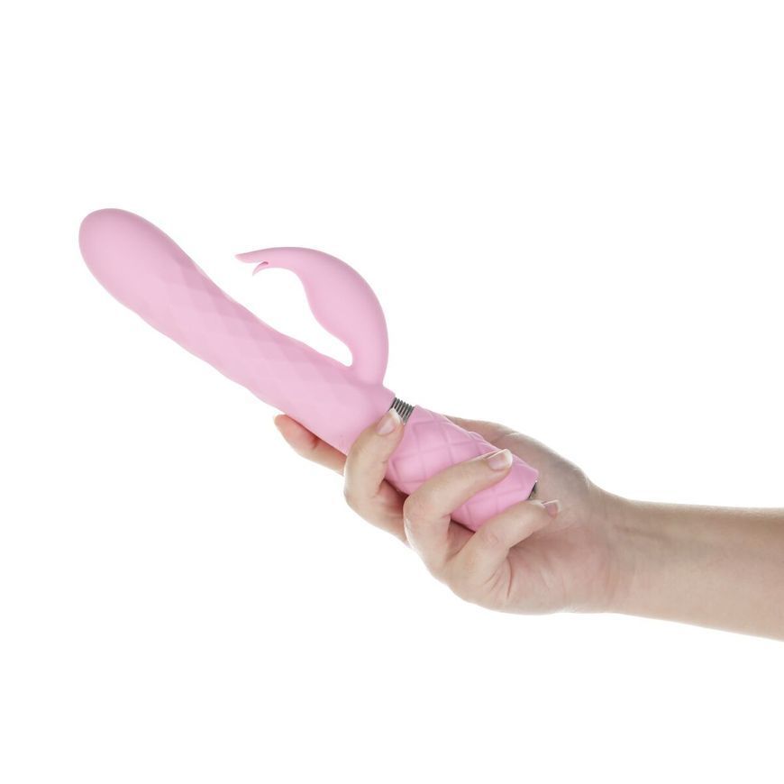Розкішний кролик з ротацією та вібрацією Pillow Talk Lively Pink, кристал Сваровскі, Рожевий