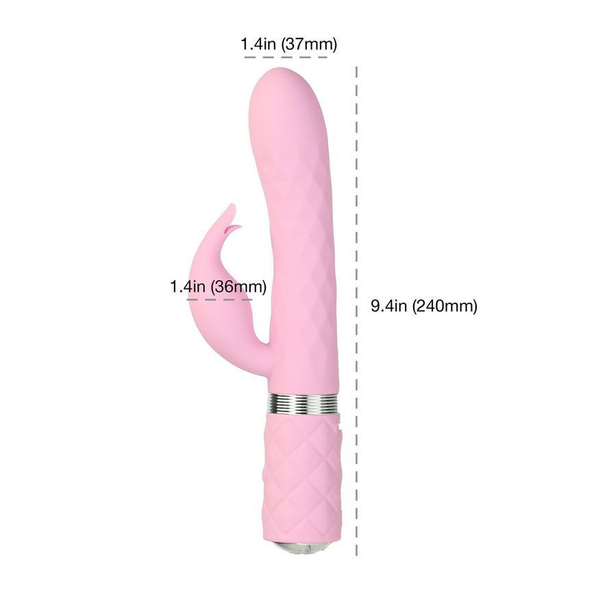 Розкішний кролик з ротацією та вібрацією Pillow Talk Lively Pink, кристал Сваровскі, Рожевий