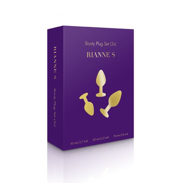 Набор анальных пробок с кристаллом Rianne S: Booty Plug Set Purple, диаметр 2,7см, 3,5см, 4,1см