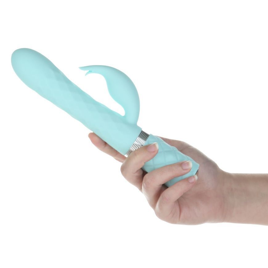 Розкішний кролик з ротацією та вібрацією Pillow Talk Lively Teal, кристал Сваровскі, Бірюзовий