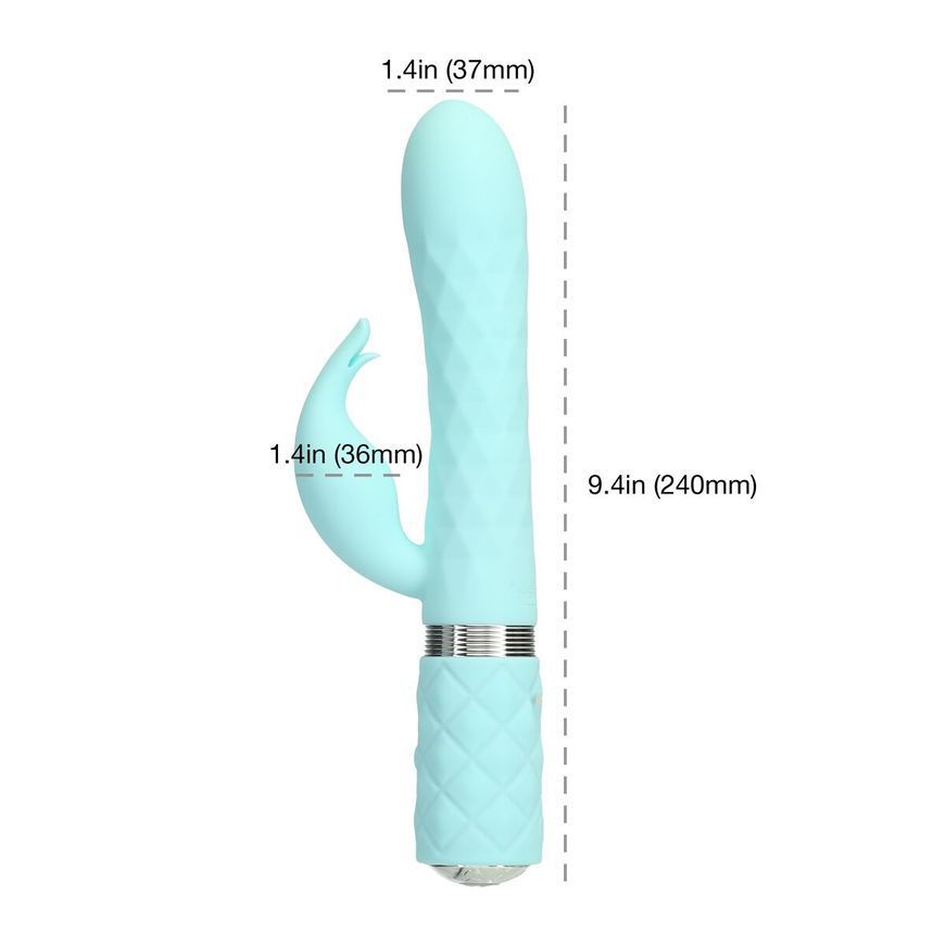 Розкішний кролик з ротацією та вібрацією Pillow Talk Lively Teal, кристал Сваровскі, Бірюзовий