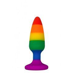 Силіконова анальна пробка Wooomy Hiperloo Silicone Rainbow Plug S, діаметр 2,4 см, довжина 9 см, Веселка