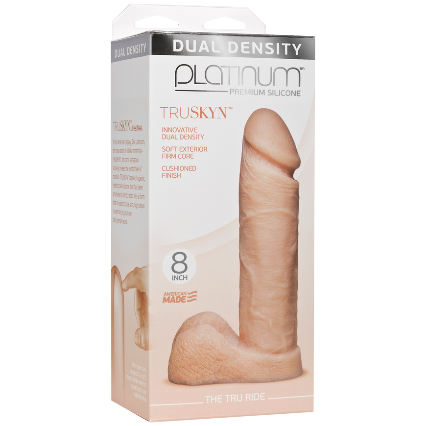 Фалоімітатор Doc Johnson Platinum TRUSKYN - The Tru Ride 8 Inch, діаметр 4,8 см, двошаровий силікон