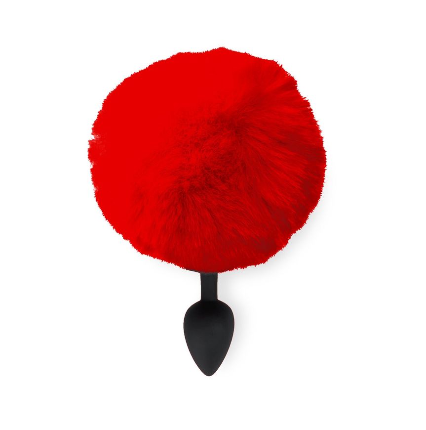 Силиконовая анальная пробка М Art of Sex - Silicone Bunny Tails Butt plug Red, диаметр 3,5 см