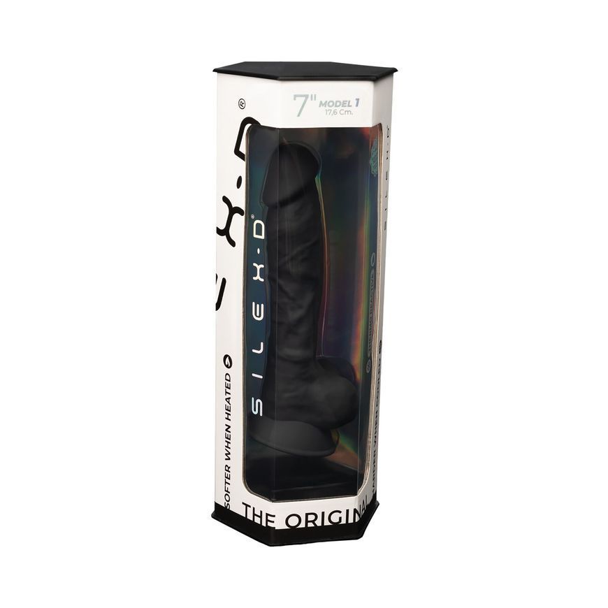 Фалоімітатор SilexD Johnny Black (MODEL 1 size 7in), двошаровий, силікон + Silexpan, діаметр 3,8см