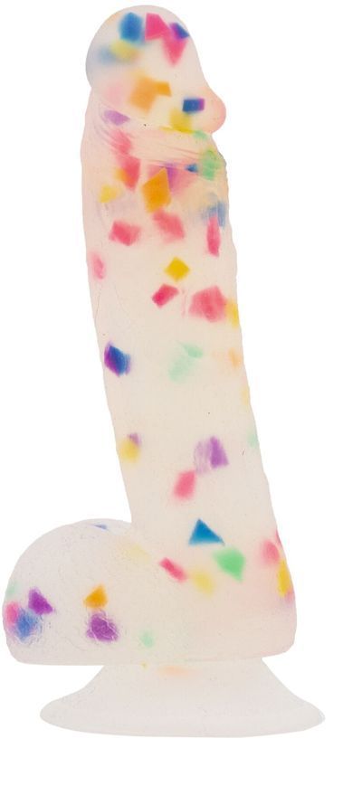 Фалоімітатор з конфетті ADDICTION - PARTY MARTY - 7.5 "- FROST &CONFETTI, 19 см, силікон, вібропуля