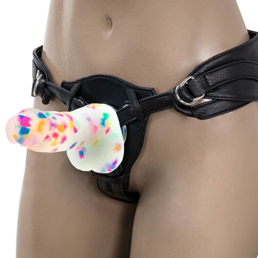 Фалоімітатор з конфетті ADDICTION - PARTY MARTY - 7.5 "- FROST &CONFETTI, 19 см, силікон, вібропуля