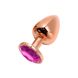 Металева анальна пробка Wooomy Tralalo Rose Gold Metal Plug Magenta M, діаметр 3,4 см, довжина 8 см