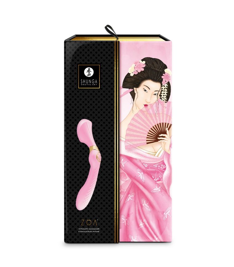 Вібромасажер Shunga Zoa Light Pink, двосторонній, Рожевий