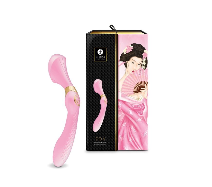 Вібромасажер Shunga Zoa Light Pink, двосторонній, Рожевий